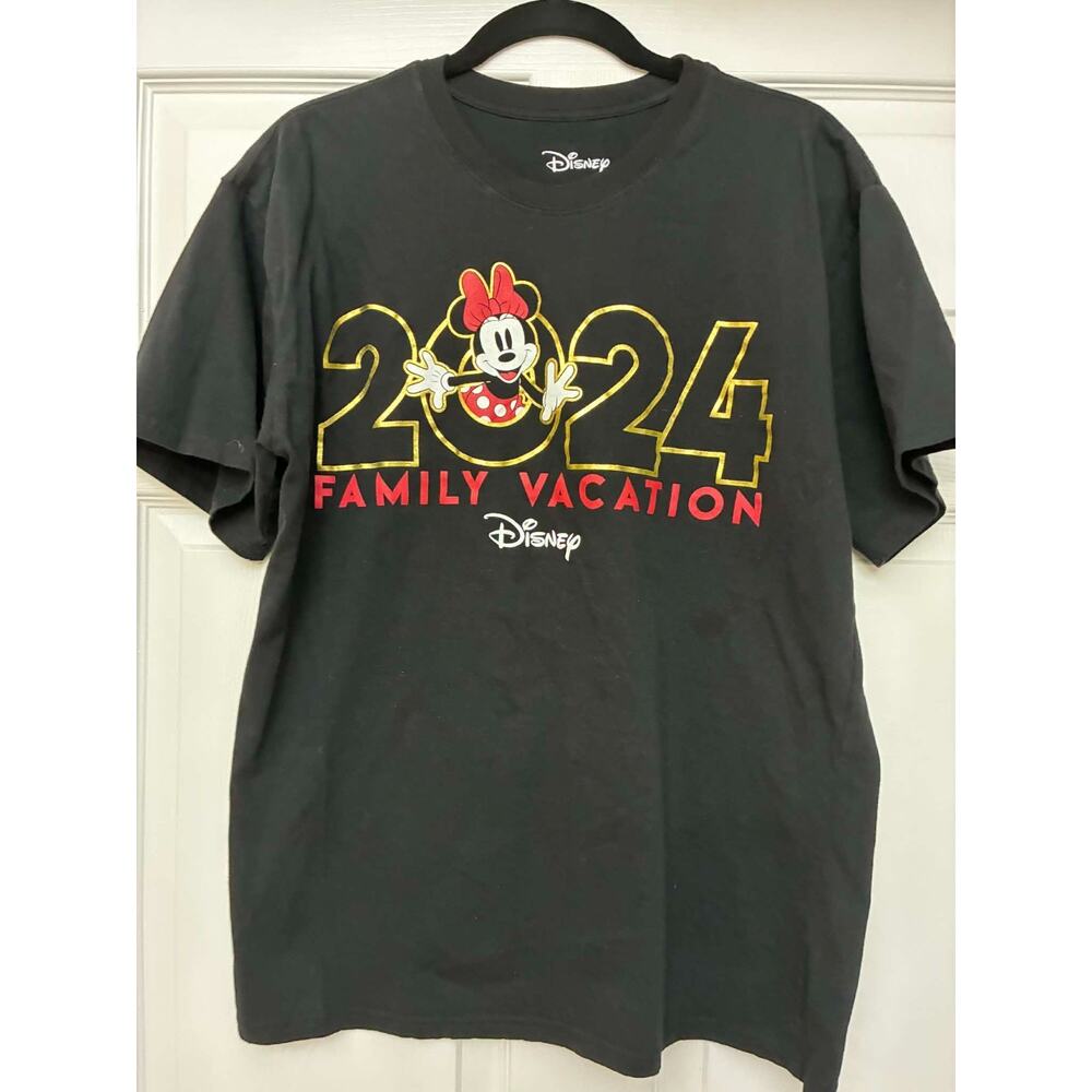 Disney‎ Minnie Mouse 2024 Family Vacation T-Shirt Adult L Black Cotton